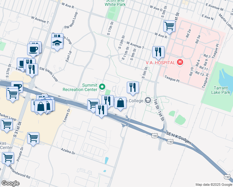map of restaurants, bars, coffee shops, grocery stores, and more near 404 Fryers Creek Lane in Temple