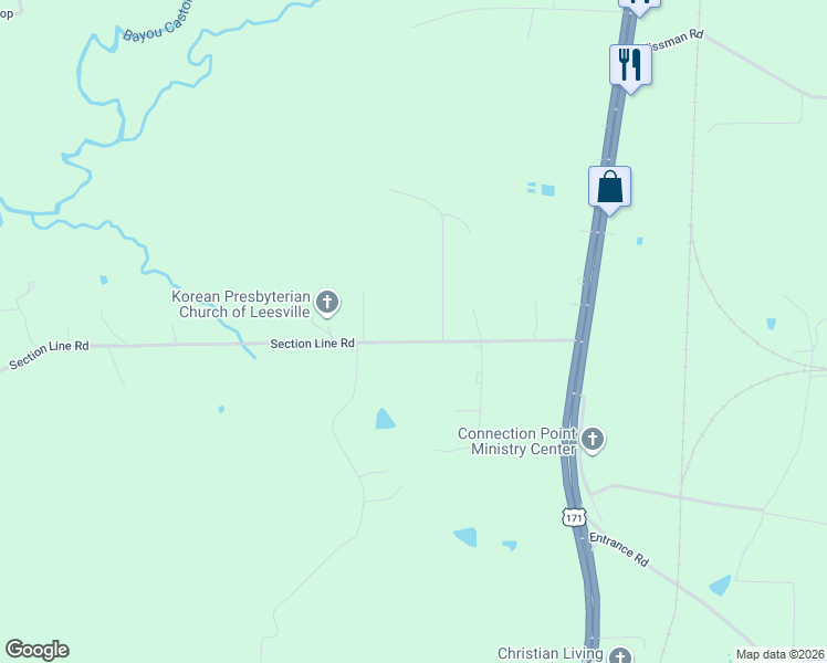 map of restaurants, bars, coffee shops, grocery stores, and more near 693-713 Section Line Road in Leesville