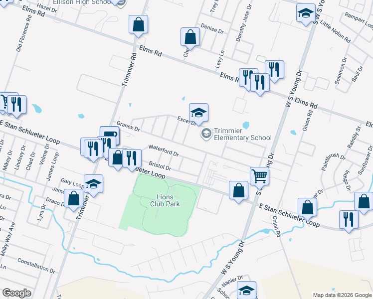 map of restaurants, bars, coffee shops, grocery stores, and more near 1706 Granex Drive in Killeen