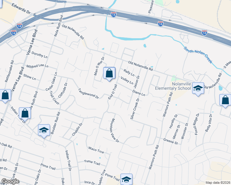 map of restaurants, bars, coffee shops, grocery stores, and more near 709 End O Trail in Harker Heights
