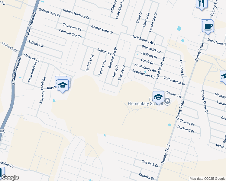 map of restaurants, bars, coffee shops, grocery stores, and more near 4207 Tumut Lane in Killeen