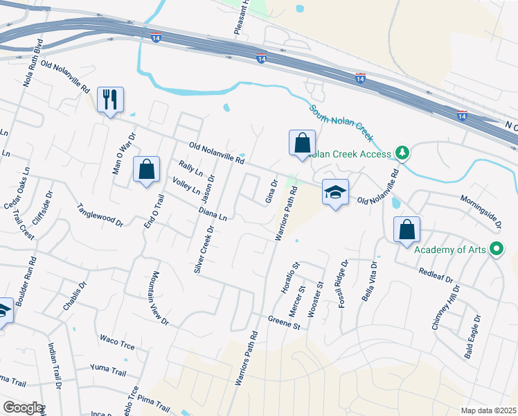 map of restaurants, bars, coffee shops, grocery stores, and more near 2112 Gina Drive in Harker Heights