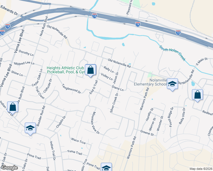 map of restaurants, bars, coffee shops, grocery stores, and more near 1812 Diana Lane in Harker Heights
