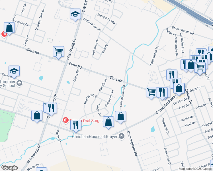 map of restaurants, bars, coffee shops, grocery stores, and more near 3905 Sunflower Drive in Killeen