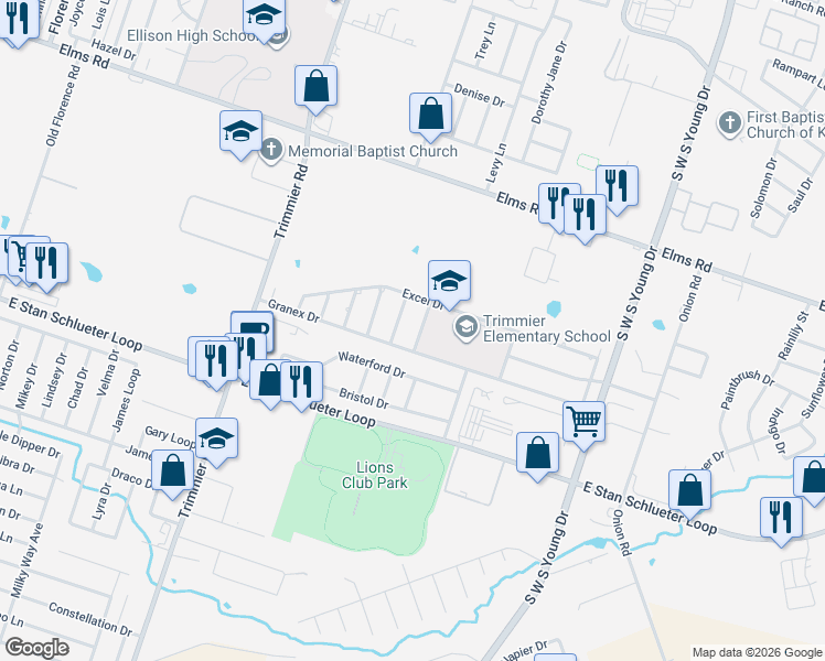 map of restaurants, bars, coffee shops, grocery stores, and more near 1604 Granex Drive in Killeen