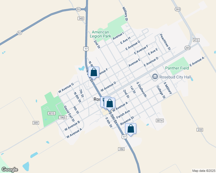 map of restaurants, bars, coffee shops, grocery stores, and more near 336 Main Street in Rosebud