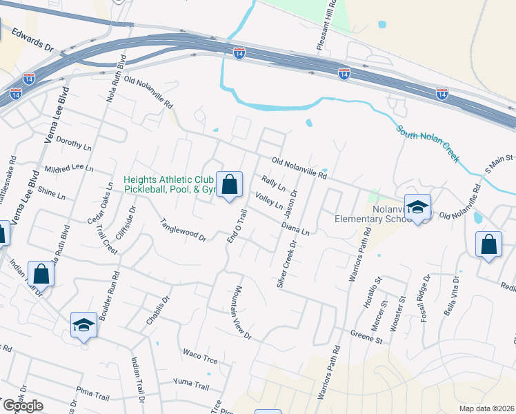 map of restaurants, bars, coffee shops, grocery stores, and more near 1812 Diana Lane in Harker Heights
