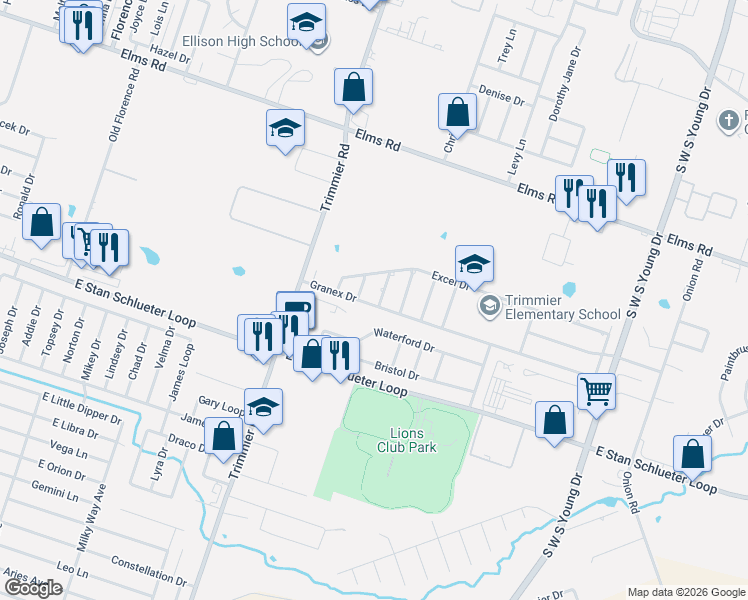 map of restaurants, bars, coffee shops, grocery stores, and more near 4409 Phil Drive in Killeen