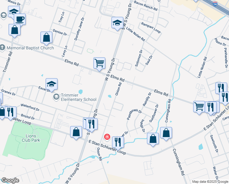 map of restaurants, bars, coffee shops, grocery stores, and more near 4001 Onion Road in Killeen