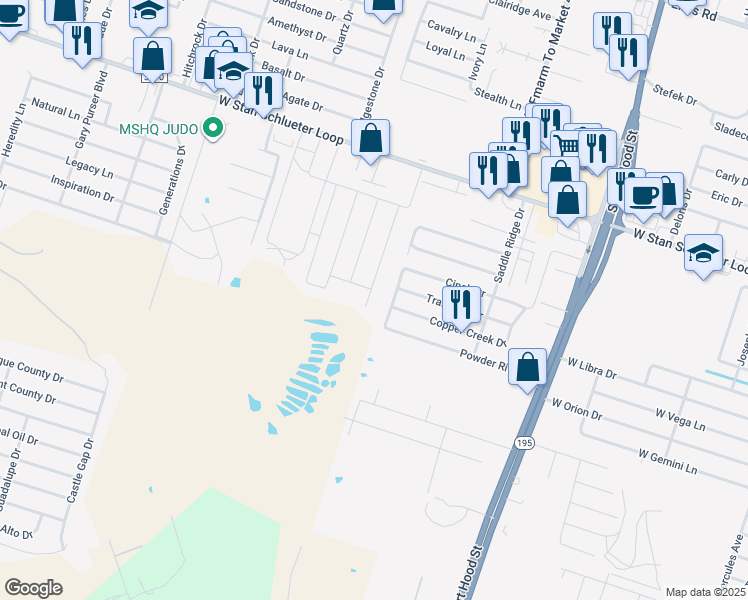 map of restaurants, bars, coffee shops, grocery stores, and more near 1511 Powder River Drive in Killeen