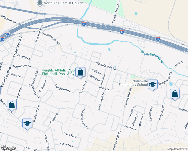 map of restaurants, bars, coffee shops, grocery stores, and more near 1809 Volley Lane in Harker Heights