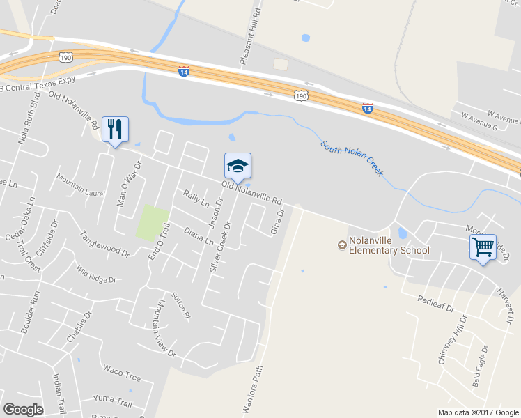 map of restaurants, bars, coffee shops, grocery stores, and more near 2112 Diana Loop in Harker Heights
