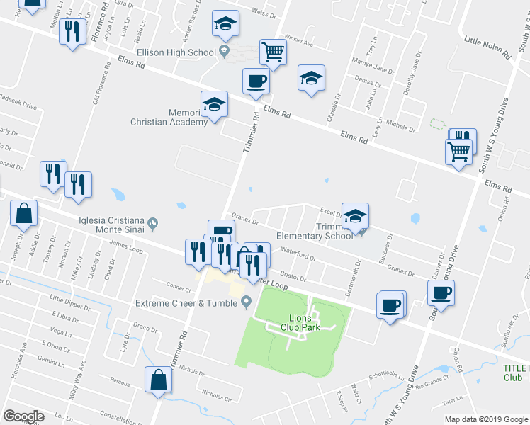 map of restaurants, bars, coffee shops, grocery stores, and more near 4409 Phil Drive in Killeen