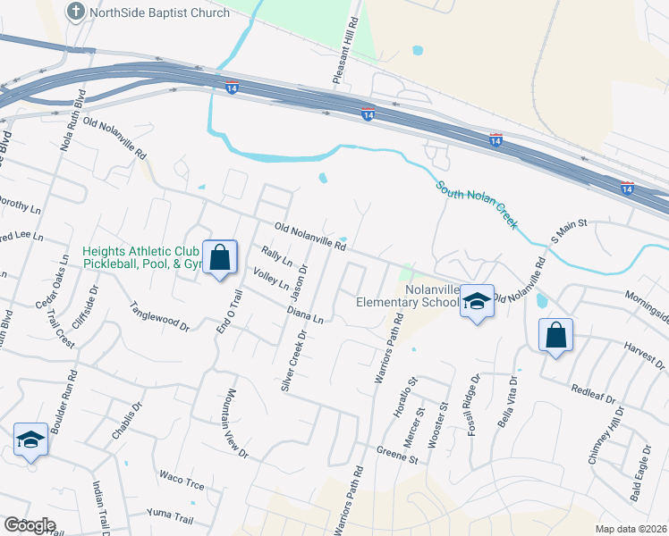map of restaurants, bars, coffee shops, grocery stores, and more near 407 Silver Creek Drive in Harker Heights