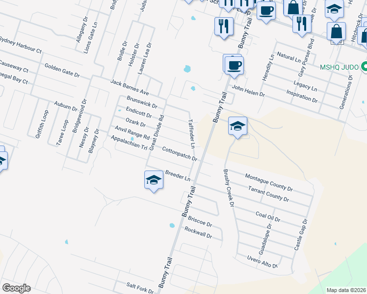 map of restaurants, bars, coffee shops, grocery stores, and more near 3502 Joyce Lane in Killeen