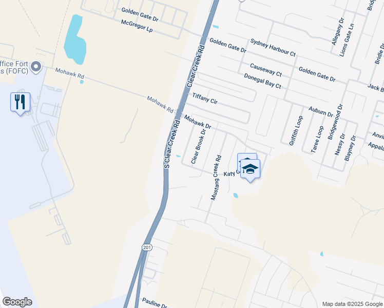 map of restaurants, bars, coffee shops, grocery stores, and more near 6509 Clear Brook Drive in Killeen