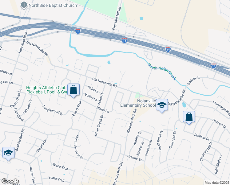 map of restaurants, bars, coffee shops, grocery stores, and more near 407 Silver Creek Drive in Harker Heights