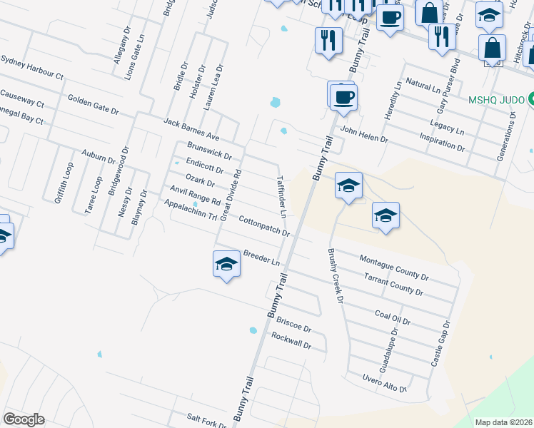 map of restaurants, bars, coffee shops, grocery stores, and more near 3502 Joyce Lane in Killeen