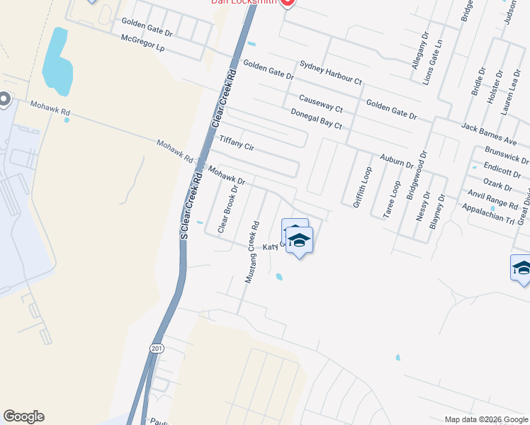 map of restaurants, bars, coffee shops, grocery stores, and more near 6405 Creek Land Road in Killeen