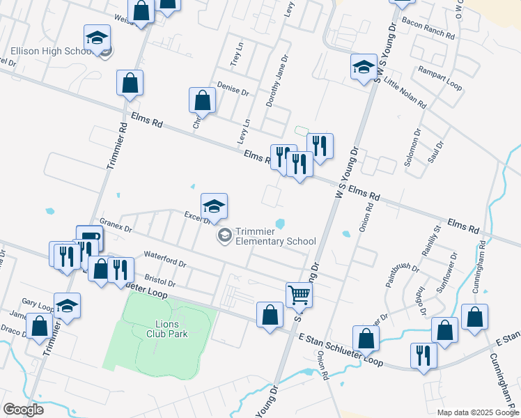 map of restaurants, bars, coffee shops, grocery stores, and more near 1907 Excel Drive in Killeen