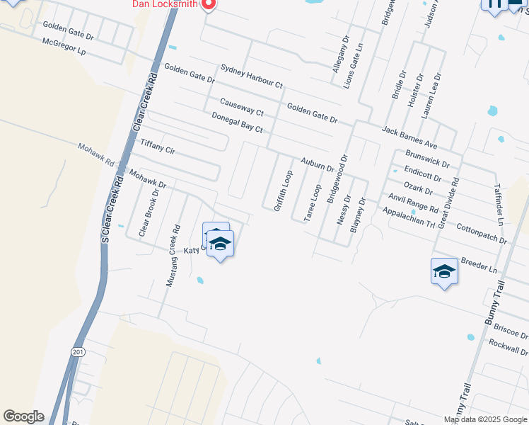 map of restaurants, bars, coffee shops, grocery stores, and more near 6412 Griffith Loop in Killeen