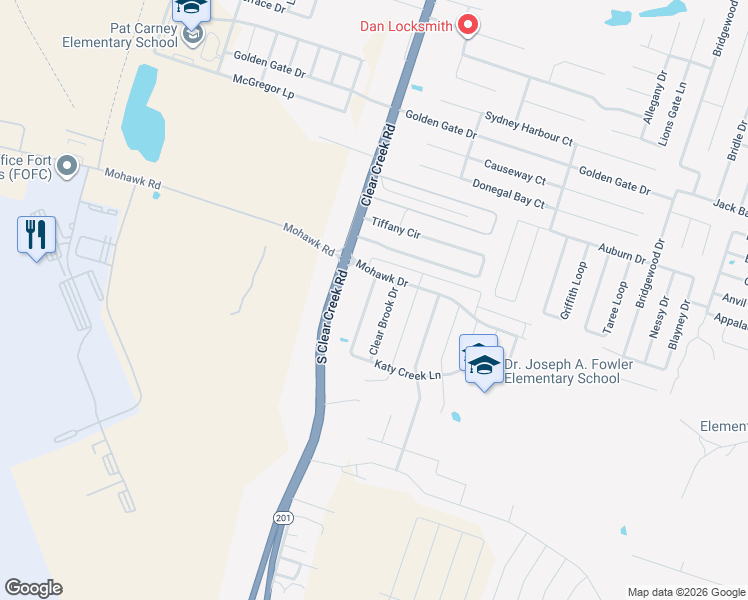 map of restaurants, bars, coffee shops, grocery stores, and more near 6400 Katy Creek Lane in Killeen