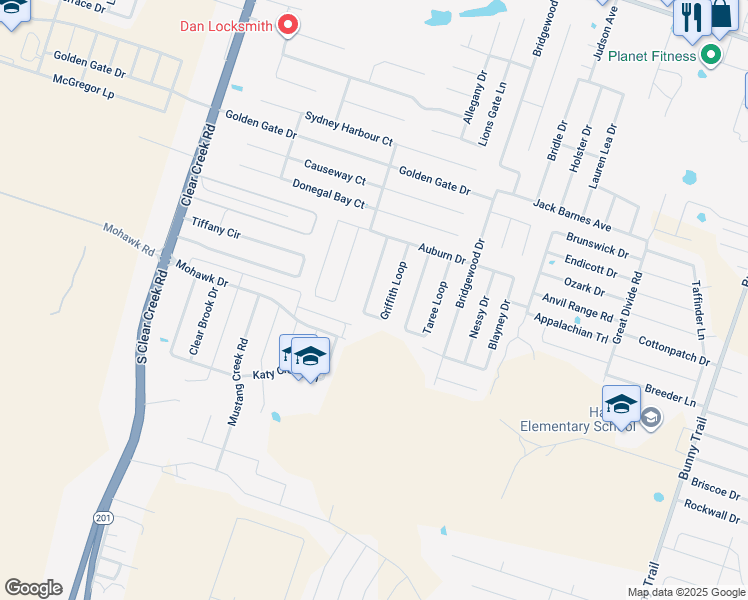 map of restaurants, bars, coffee shops, grocery stores, and more near 6603 Griffith Loop in Killeen