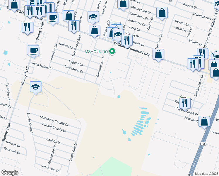 map of restaurants, bars, coffee shops, grocery stores, and more near 2209 Sea Eagle Drive in Killeen