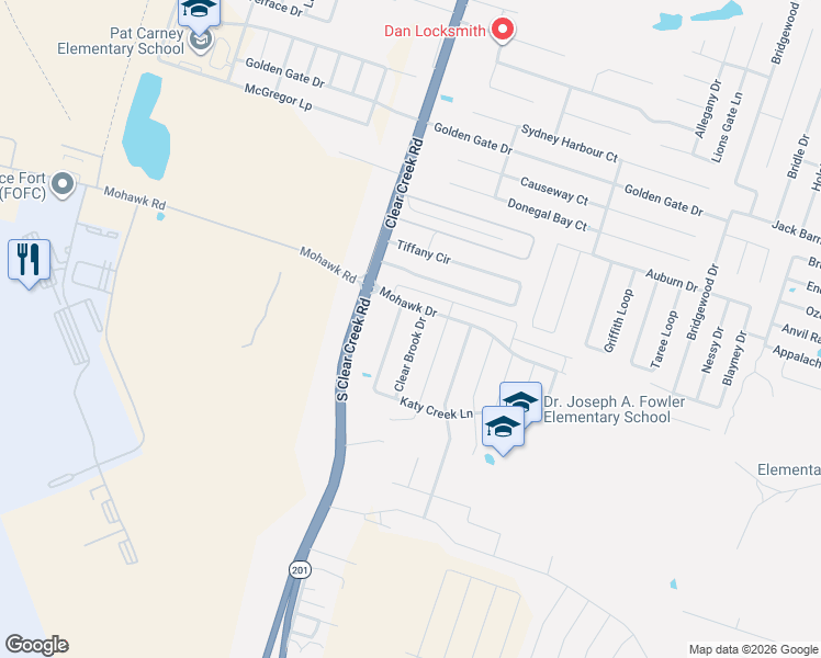 map of restaurants, bars, coffee shops, grocery stores, and more near 6400 Katy Creek Lane in Killeen