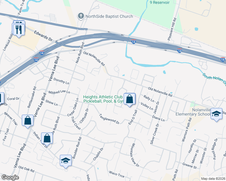 map of restaurants, bars, coffee shops, grocery stores, and more near 609 Paintbrush Drive in Harker Heights