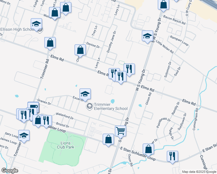map of restaurants, bars, coffee shops, grocery stores, and more near 4103 Elms Run Circle in Killeen