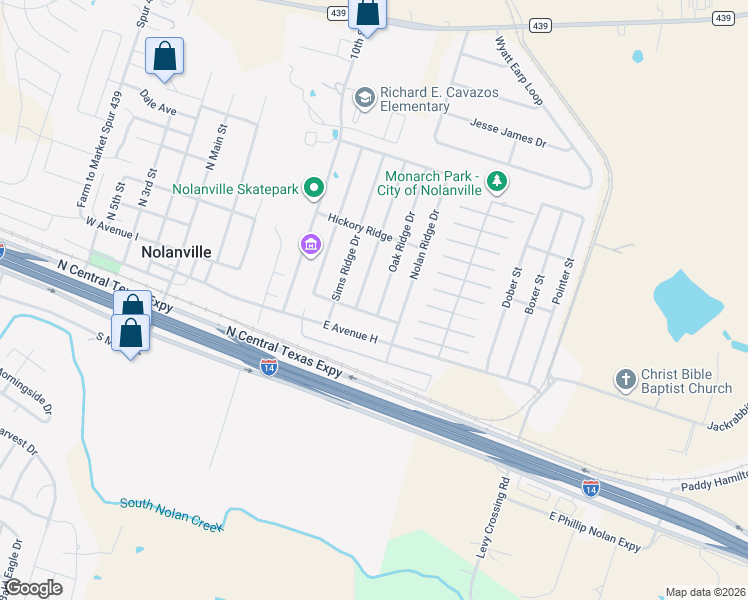 map of restaurants, bars, coffee shops, grocery stores, and more near 202 Timber Ridge Drive in Nolanville