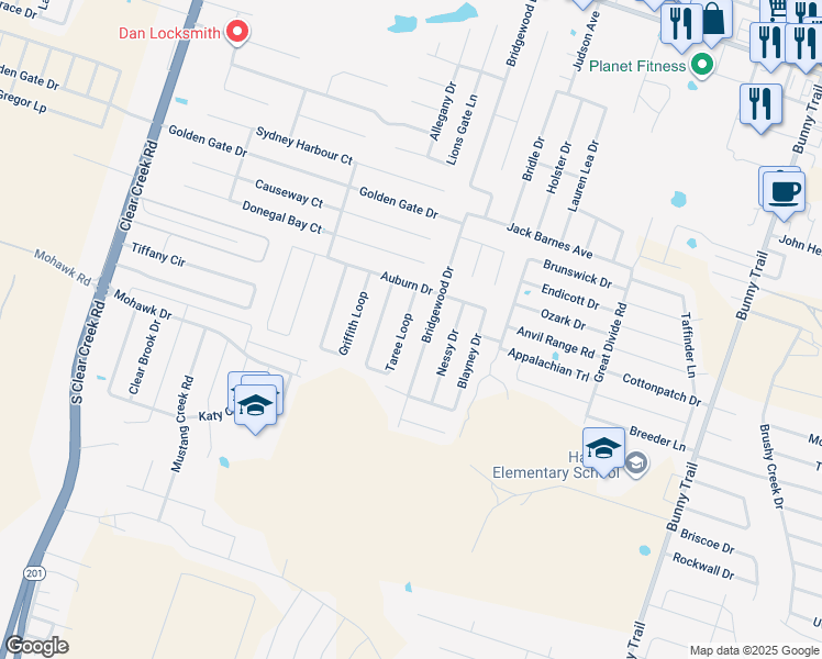 map of restaurants, bars, coffee shops, grocery stores, and more near 6209 Taree Loop in Killeen