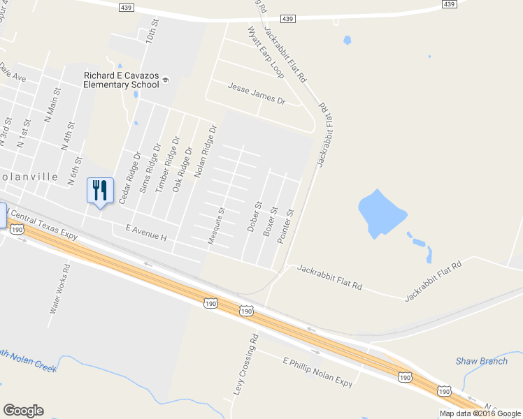 map of restaurants, bars, coffee shops, grocery stores, and more near 200 Dober Street in Nolanville