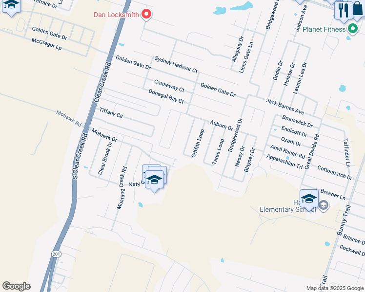 map of restaurants, bars, coffee shops, grocery stores, and more near 6602 Griffith Loop in Killeen