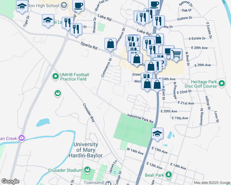 map of restaurants, bars, coffee shops, grocery stores, and more near 2200 Montrose Place in Belton