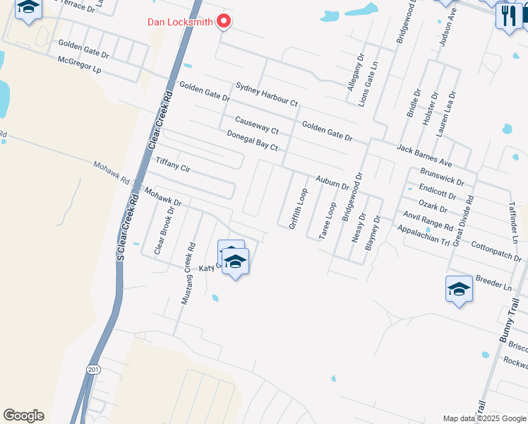 map of restaurants, bars, coffee shops, grocery stores, and more near 6305 Temora Loop in Killeen