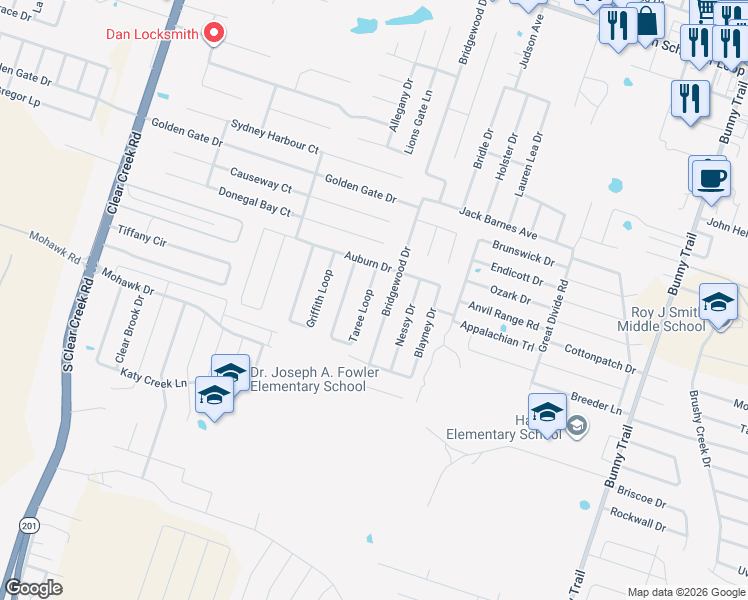 map of restaurants, bars, coffee shops, grocery stores, and more near 6209 Taree Loop in Killeen