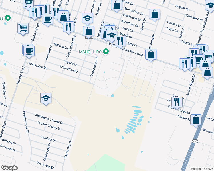 map of restaurants, bars, coffee shops, grocery stores, and more near Imperial Eagle Drive in Killeen