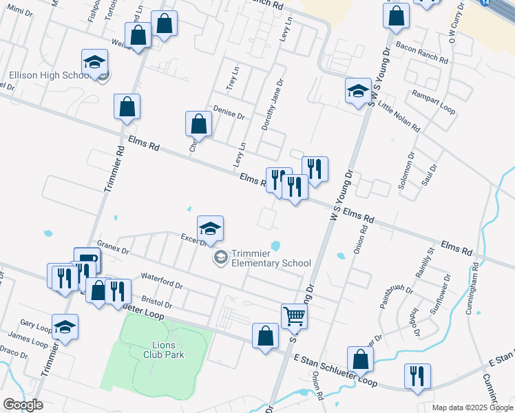 map of restaurants, bars, coffee shops, grocery stores, and more near 4302 Elms Run Circle in Killeen