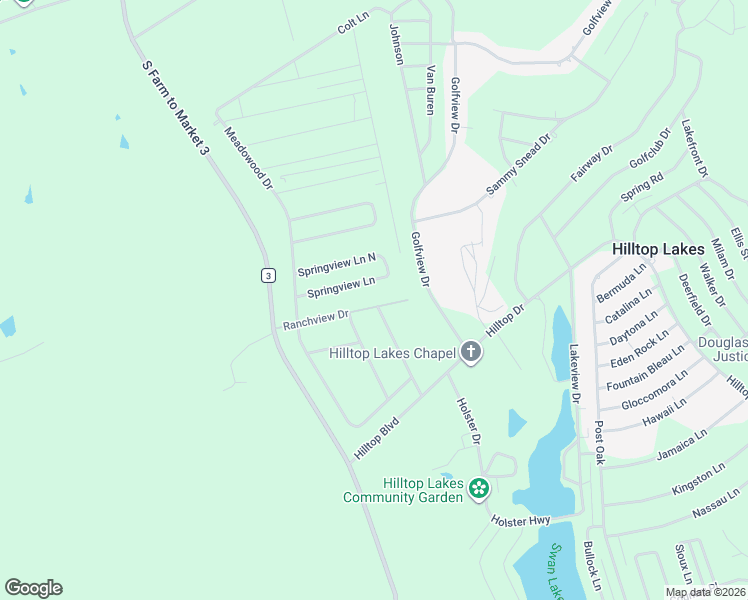 map of restaurants, bars, coffee shops, grocery stores, and more near 8 Springview Lane North in Hilltop Lakes