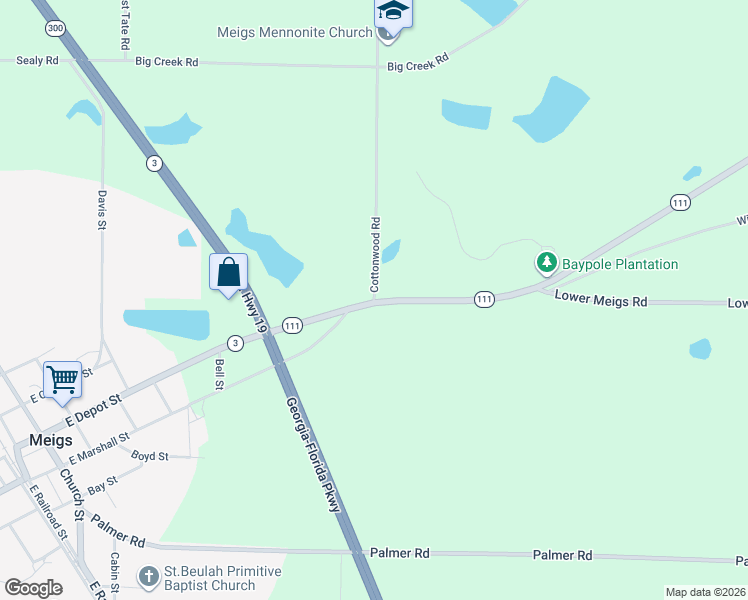map of restaurants, bars, coffee shops, grocery stores, and more near in Meigs