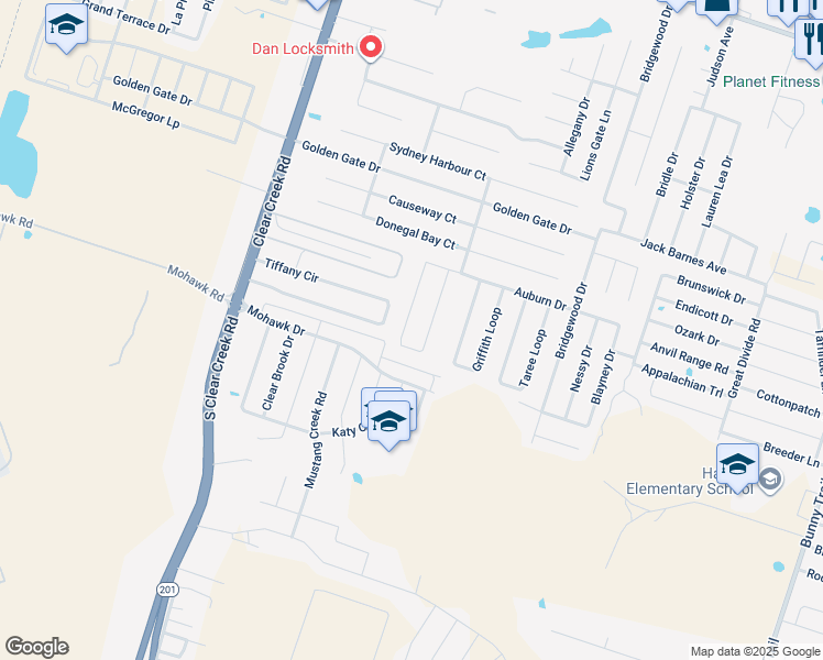 map of restaurants, bars, coffee shops, grocery stores, and more near 6411 Temora Loop in Killeen