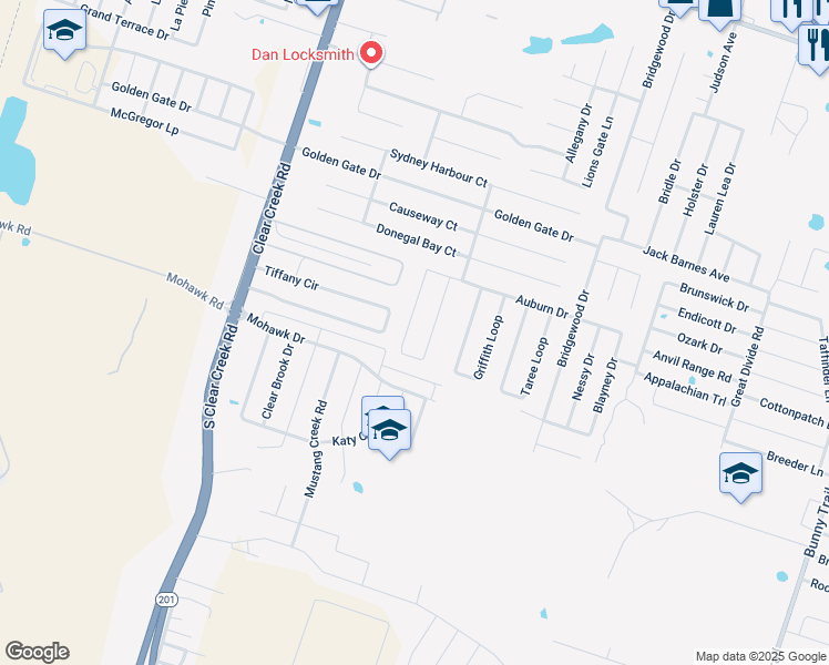 map of restaurants, bars, coffee shops, grocery stores, and more near 6413 Temora Loop in Killeen