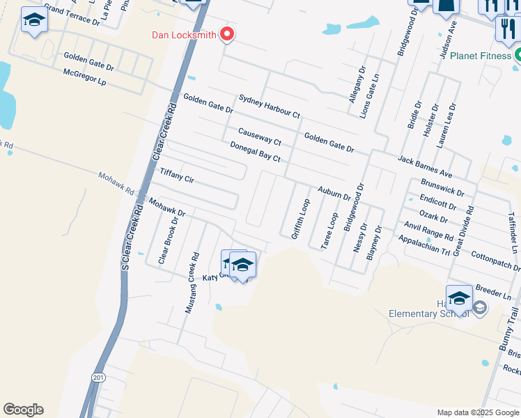 map of restaurants, bars, coffee shops, grocery stores, and more near 6507 Temora Loop in Killeen