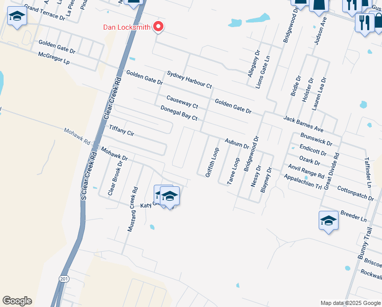 map of restaurants, bars, coffee shops, grocery stores, and more near 6710 Griffith Loop in Killeen