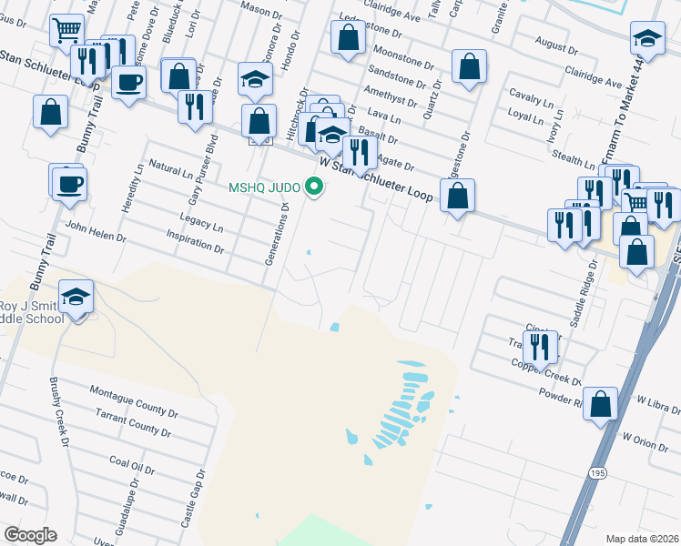 map of restaurants, bars, coffee shops, grocery stores, and more near 5504 Eagles Nest Drive in Killeen
