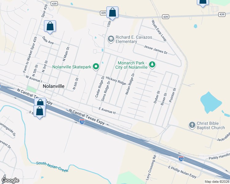 map of restaurants, bars, coffee shops, grocery stores, and more near 217 Timber Ridge Drive in Nolanville
