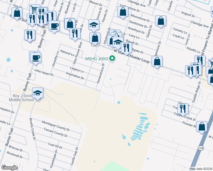 map of restaurants, bars, coffee shops, grocery stores, and more near 5005 Imperial Eagle in Killeen