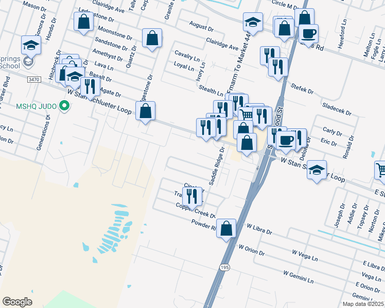 map of restaurants, bars, coffee shops, grocery stores, and more near 1403 Chips in Killeen
